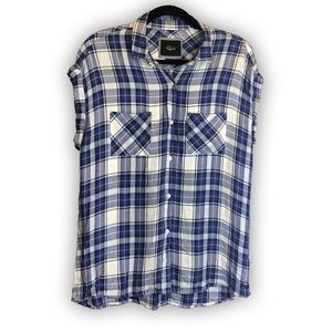 Rails Blue White Plaid Flannel Button Shirt Small